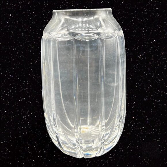 European Art Glass Vase Crystal Clear Mid Century Vintage Glass 6”T 2”W - Picture 10 of 11